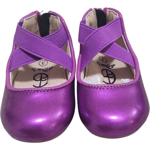 NEW A Bear Co Toddler Size 3 Smooth Glitter Ballerina Flats Vivid Purple - Picture 3 of 8